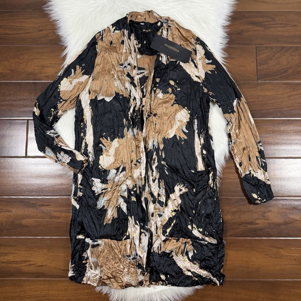 Alembika Size XS / US 6-8 Black Gold Metallic Yvaine Shimmer Kimono Jacket